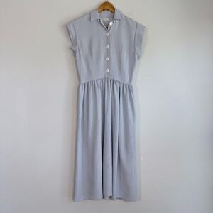 Christy Dawn Piper Dress Small Blue Stripe Cottagecore Prairie Minimalist